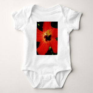 T-shirt Flor alaranjada vermelha brilhante do hibiscus