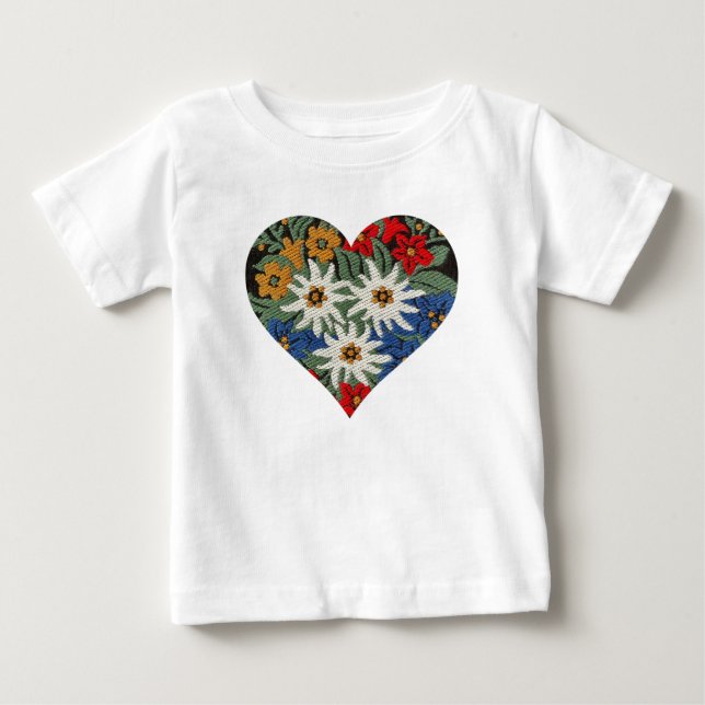 T-shirt Flor alpina Edelweiss com forma de coração (Frente)