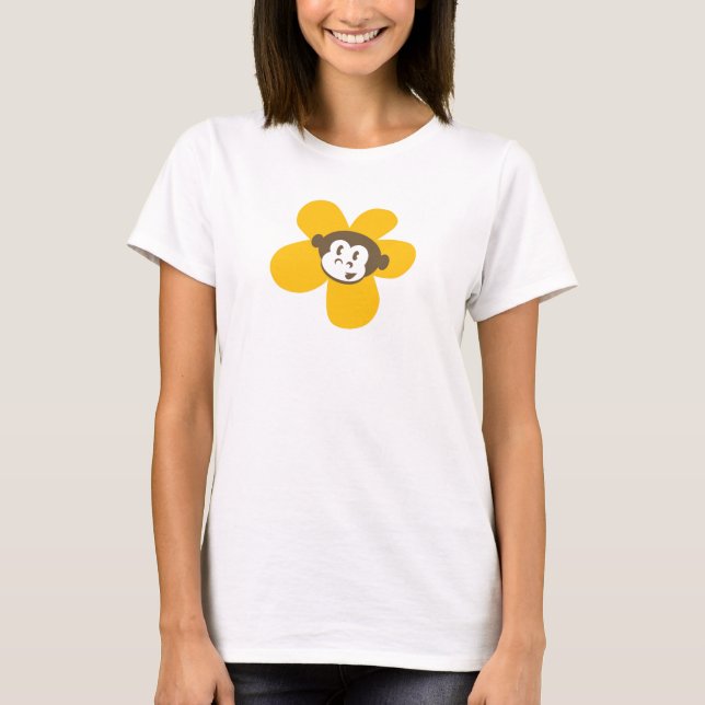 T-shirt Flor amarela do macaco com design traseiro (Frente)