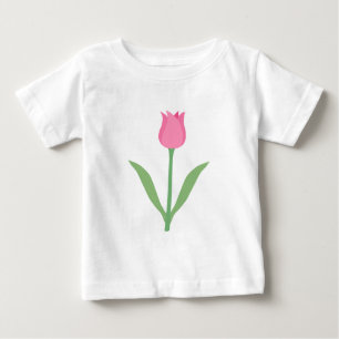 T-shirt Flor cor-de-rosa bonito da tulipa