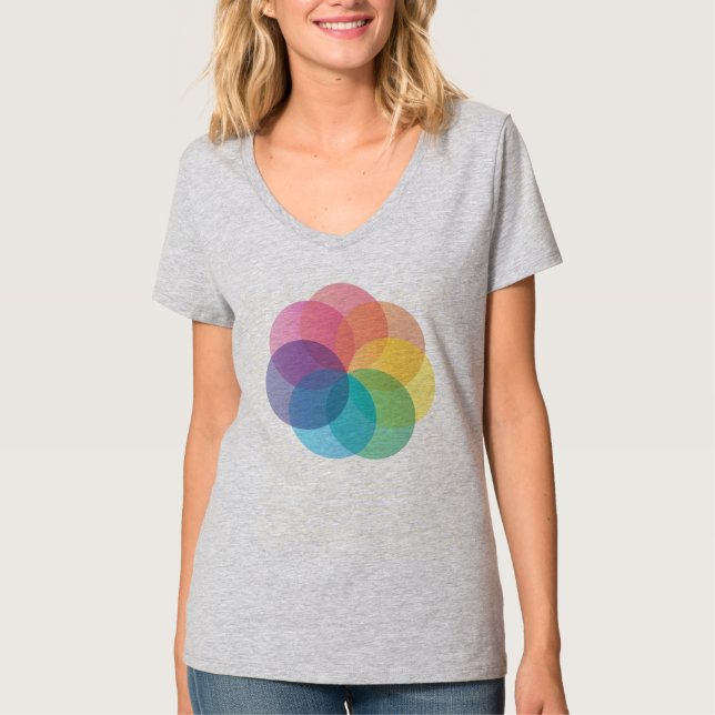 T-shirt Flor da roda de cor (Frente)