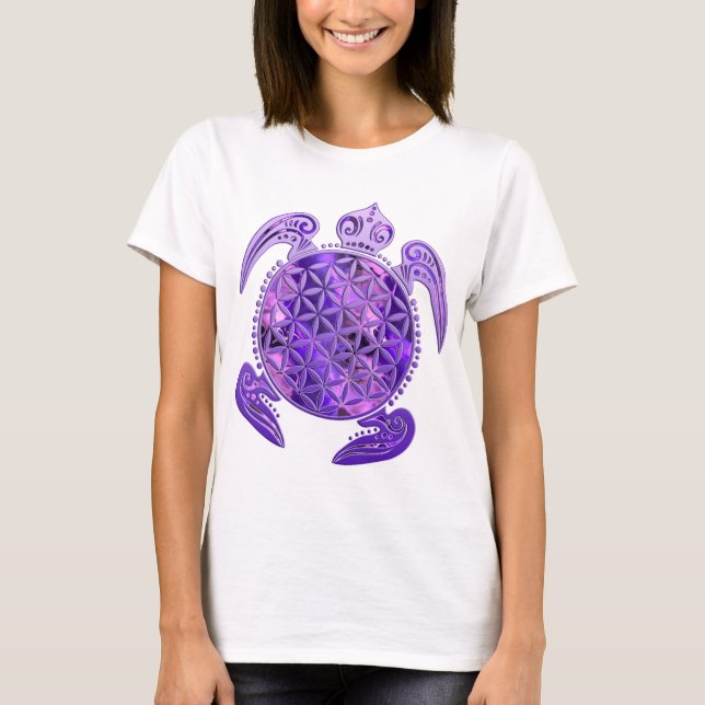 T-shirt Flor da Vida / Blume des Lebens - tartaruga roxa (Frente)