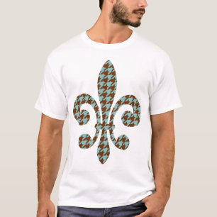 T-shirt flor de lis com houndstooth