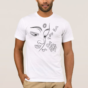 T-shirt Flor de lótus Om Mani Padme Hum Preto