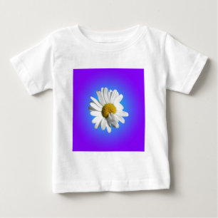 T-shirt Flor de Margarida Branca Gradiente Azul Roxo
