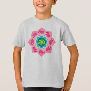 T-shirt Flor de Namaste Lotus dos elefantes cor-de-rosa da