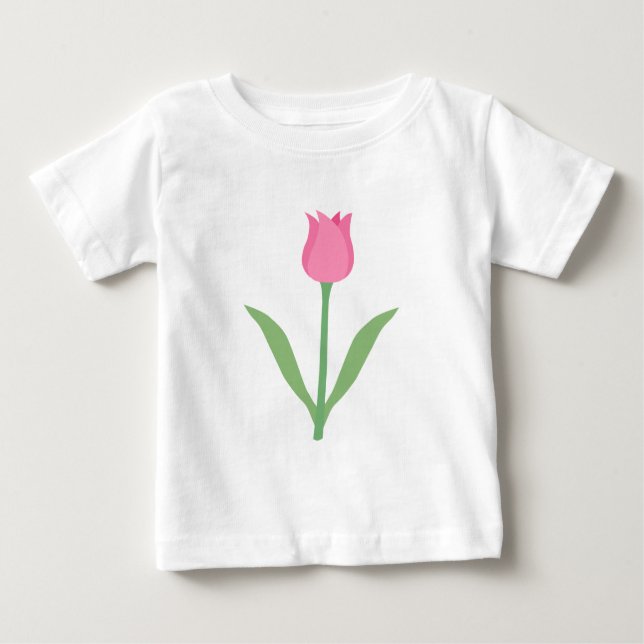 T-shirt Flor de Tulipas Rosa bonito. (Frente)