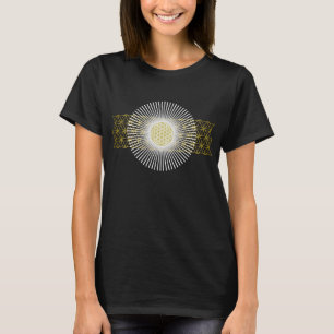 T-shirt Flor de Vida / Blume des Lebens - raios brancos