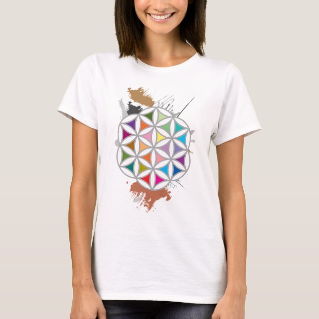 T-shirt Flor de Vida Grunge Pintura (Frente)