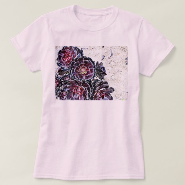 T-shirt Flor do Aeonium em rochas secas (Frente do Design)