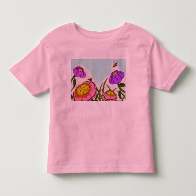 T-Shirt Flor Meadow Toddler Ringer (Frente)