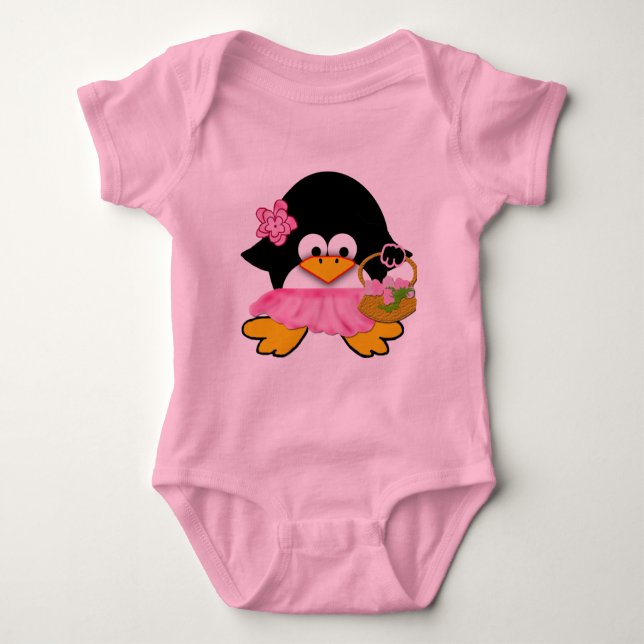 T-shirt Flor Rapariga Pinguim (Frente)