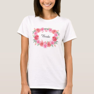 T-shirt Floral bohemian rosa wreath