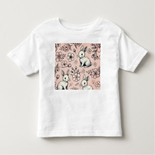 T-Shirt Floral Bunny Doodle Primavera Bonito e C