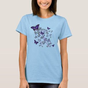 T-shirt floral da borboleta das mulheres