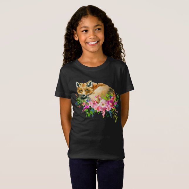 T-shirt floral do Fox vermelho & da menina da (Frente Completa)