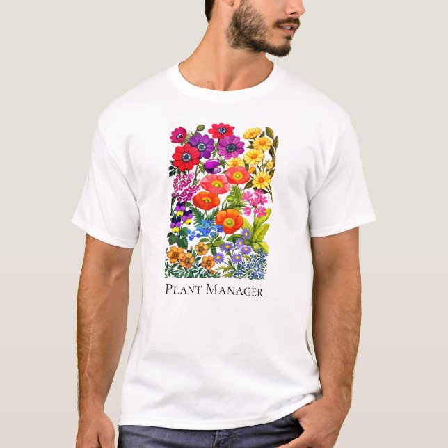 T-shirt floral do jardim das plantas de jardinagem (Frente)