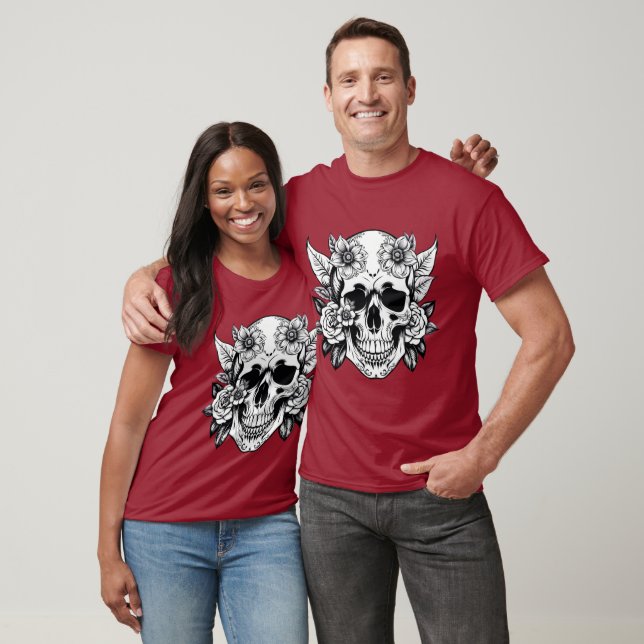 T-Shirt Floral Skull (Unissex)
