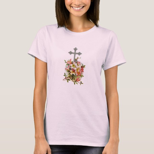 T-shirt floral transversal cristão (Frente)