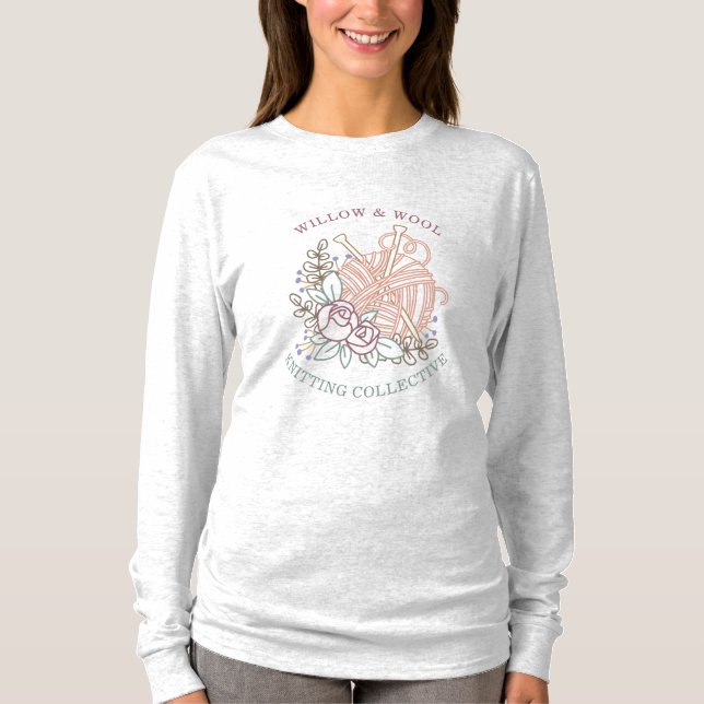 T-Shirt Floral Yarn Group Knitting (Frente)