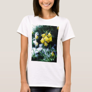 T-shirt Flores amarelas Daffodils na neve