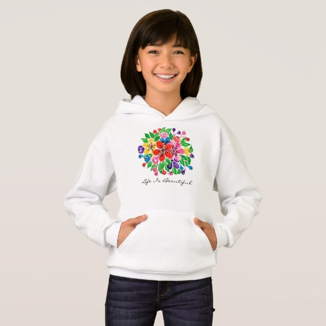 T-shirt Flores arco-íris de aquarela (Frente Completa)