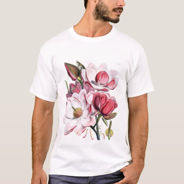 T-shirt Flores cor-de-rosa da magnólia (Frente)