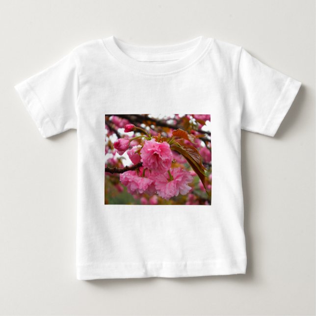 T-shirt Flores de Flor de Cereja Rosa Quente (Frente)