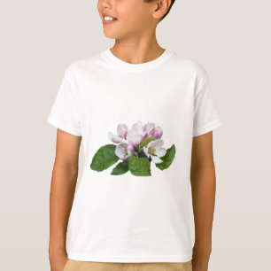 T-shirt Flores de maçã e folhas verdes