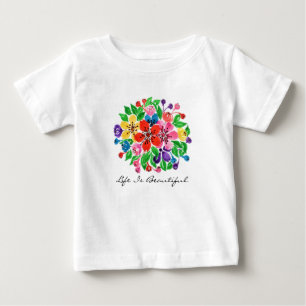 T-shirt Flores do arco-íris da aguarela
