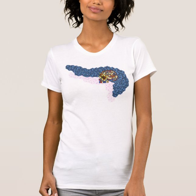 T-shirt flores do azul do diâmetro de los! (Frente)