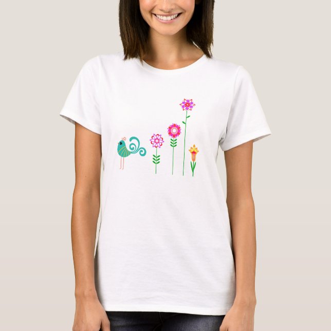 T-shirt Flores e aves (Frente)