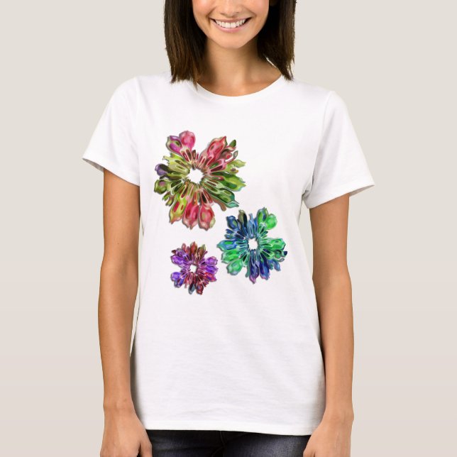 T-shirt Flores fractais abstrato 2D (Frente)