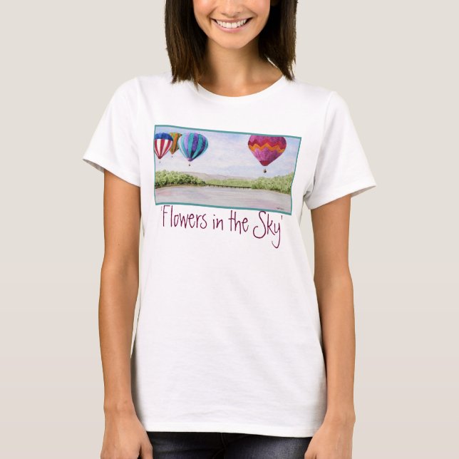 T-shirt "Flores parte superior ocasional no céu" (Frente)