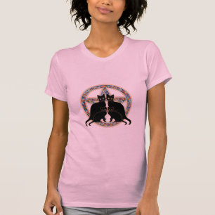 T-shirt florescido da mágica de Wicca dos gatos