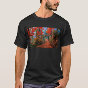 T-shirt Floresta Pintada Chama de Outono Presentes de Aqua