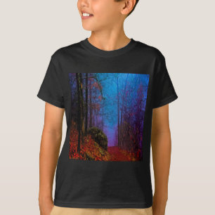 T-shirt Floresta Pintada Outono Névoa Roxa