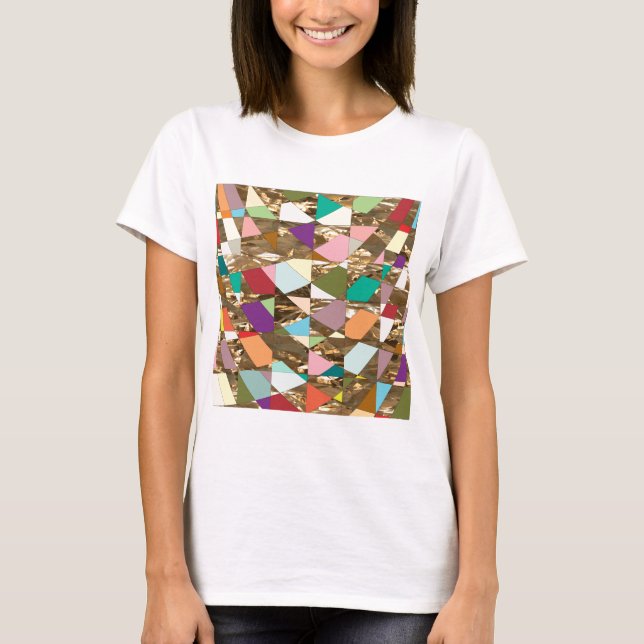 T-shirt Folha de ouro com abstrato (Frente)