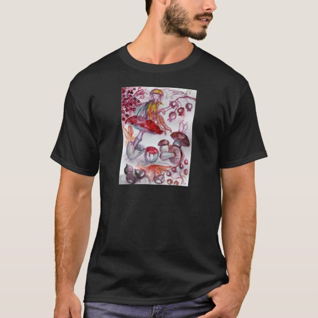 T-shirt FOLHA MÁGICA DE MUSHROOMS Fantasia Branca Vermelha (Frente)