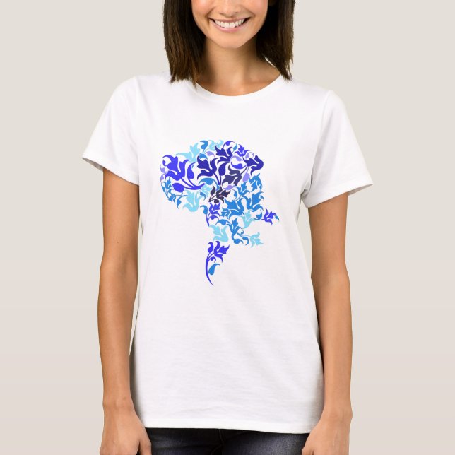 T-shirt Folhas azuis Great Dane (Frente)