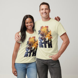 T-shirt Folhas de Outono Com Rio