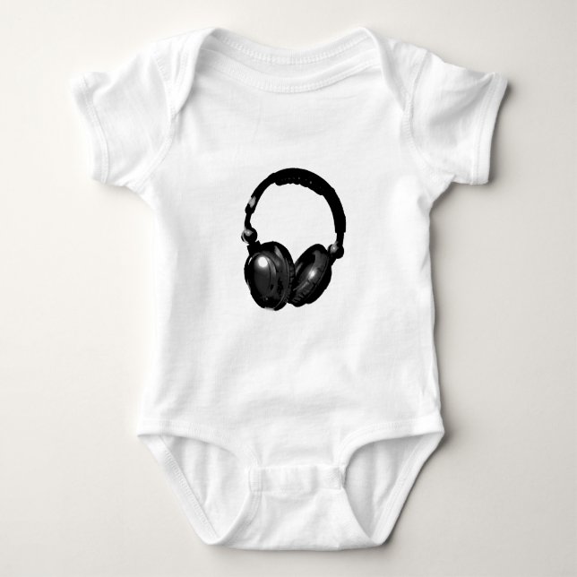 T-shirt Fone de ouvido preto e branco Pop (Frente)
