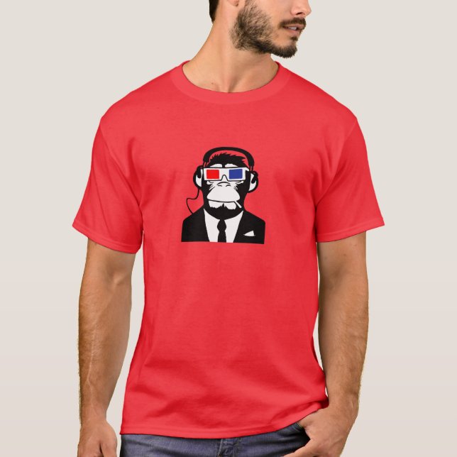 T-shirt fones de ouvido a motor do clube do macaco do (Frente)