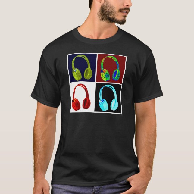 T-shirt Fones de ouvido Pop de arte (Frente)