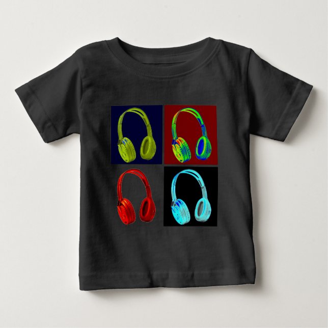 T-shirt Fones de ouvido Pop de arte (Frente)