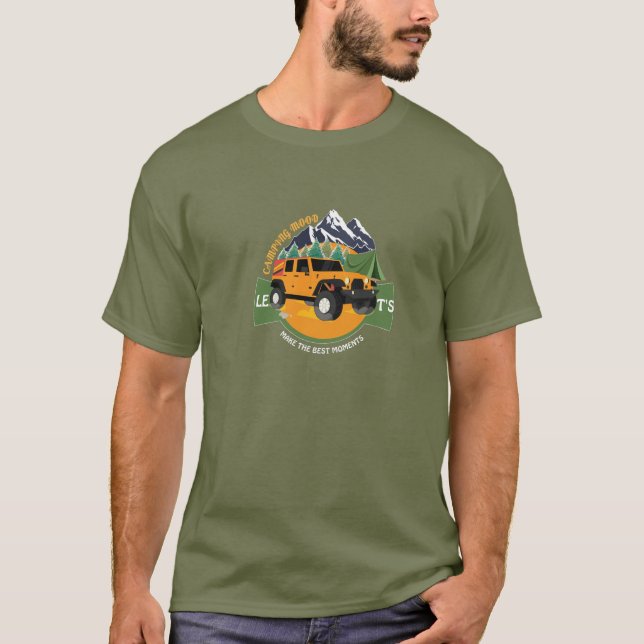 t-shirt fora de estrada e acampamento (Frente)