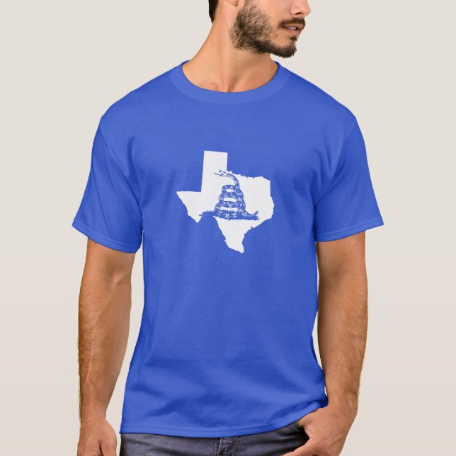 T-shirt Forma branca de Texas com cobra de Gadsden (Frente)