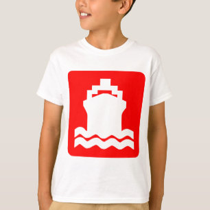 T-shirt Forma do navio - vermelho
