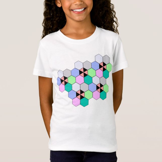 T-SHIRT FORMAS HEXAGONAIS COLORIDAS (Frente)