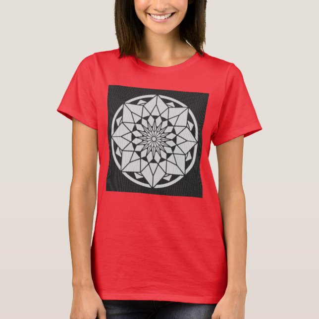 T-shirt Formigueiro de Star Mandala preto e branco (Frente)